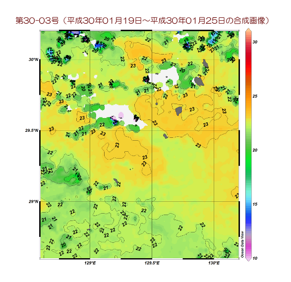 トカラ群島周辺表面水温図