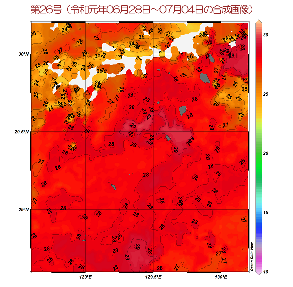 トカラ群島周辺表面水温図