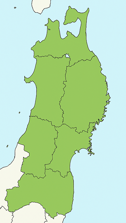 東北地方の白地図（港プロット付き）