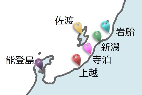 新潟県・富山県・石川県の地図